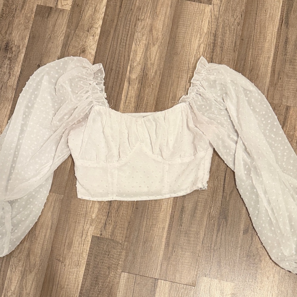 SHEIN White Puff Sleeve Blouse